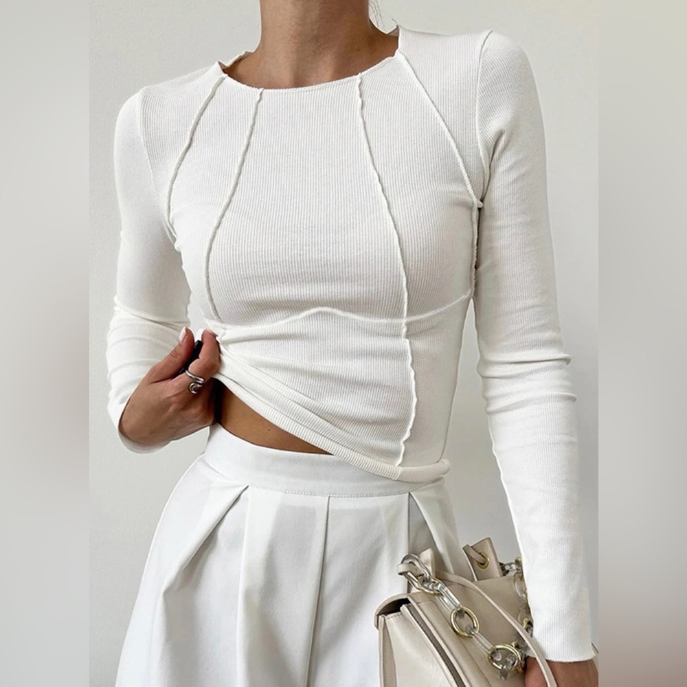 Commense Basic Piping Long Sleeve Top - image 1